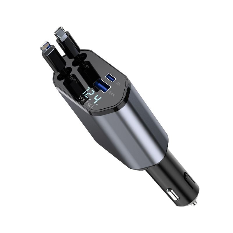 Chargeur de voiture rétractable 4 en 1 avec câble