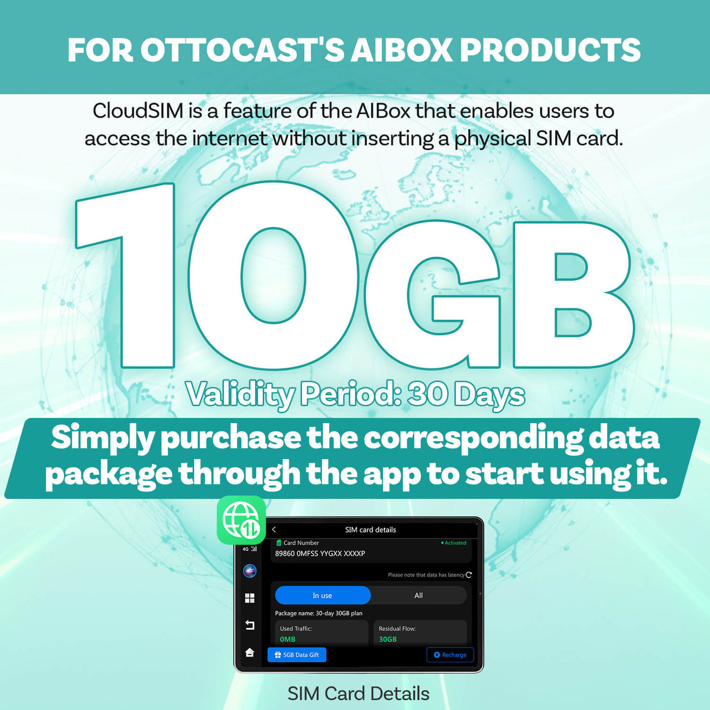 Ottocast CloudSIM - 10 Go/30 Go/60 Go/120 Go