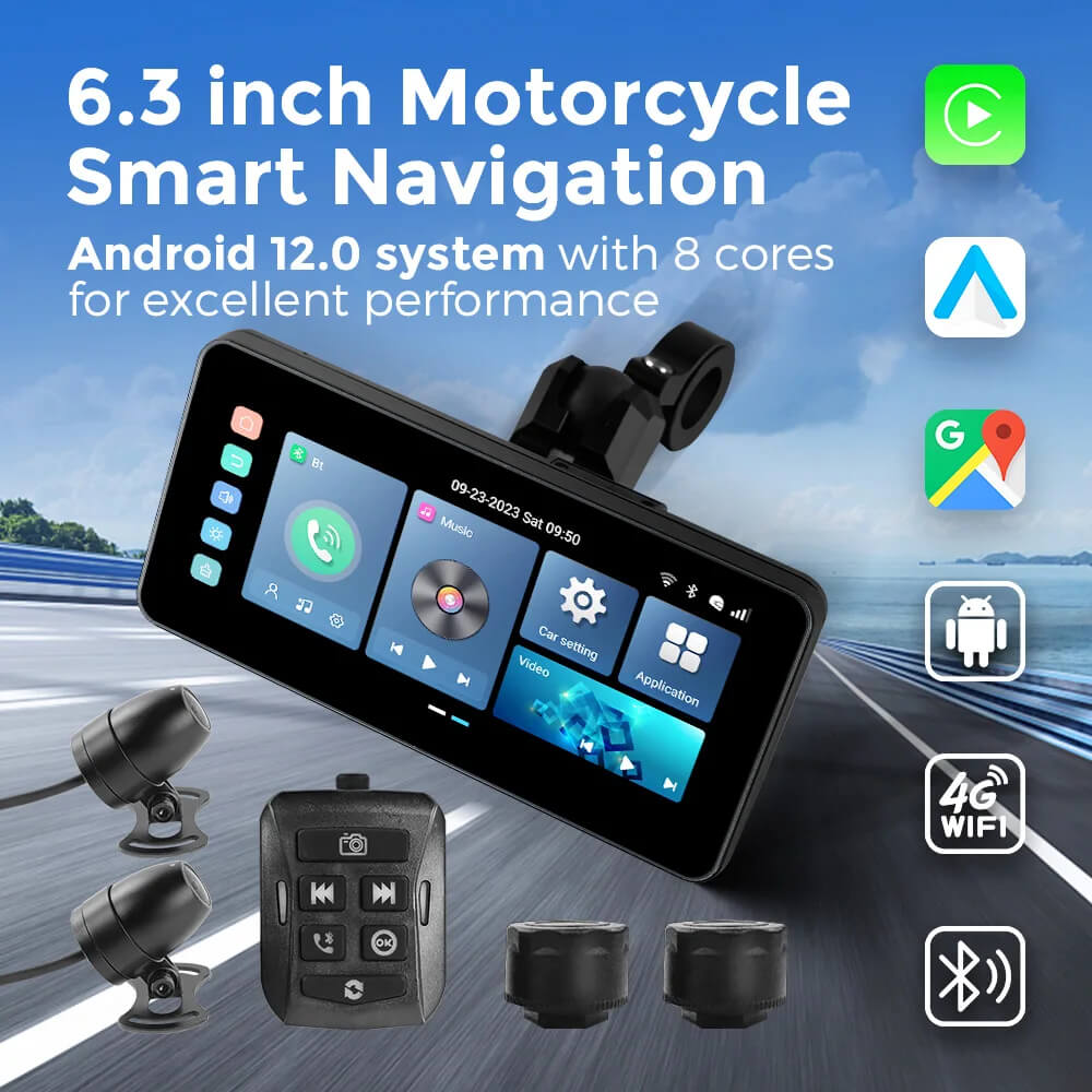 CarPlay Lite C5 Ultra Moto Android 12 Écran GPS avec caméra DVR