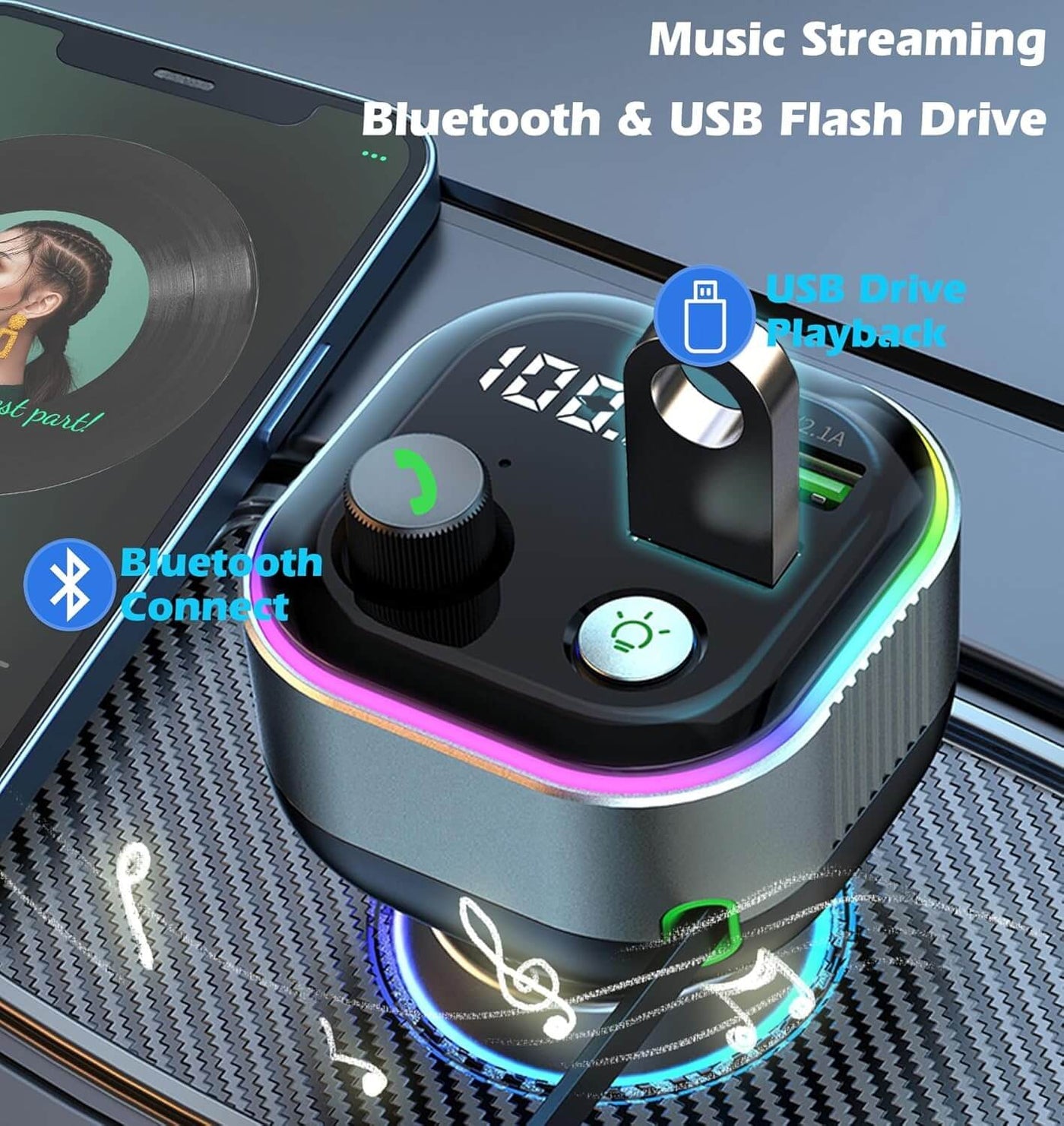 Chargeur de voiture Bluetooth FM CC01 65W max