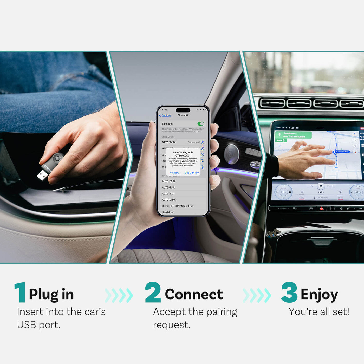 Mini adaptateur sans fil CarPlay/Android Auto