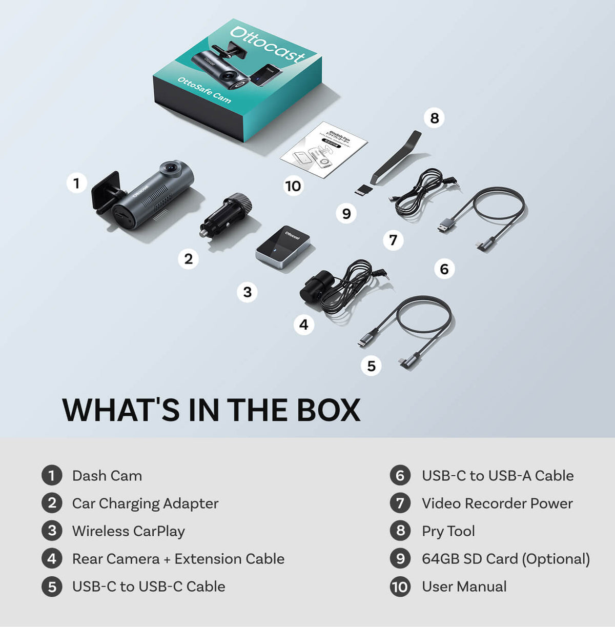 Adaptateur 3-en-1 pour caméra embarquée OttoSafe Cam
