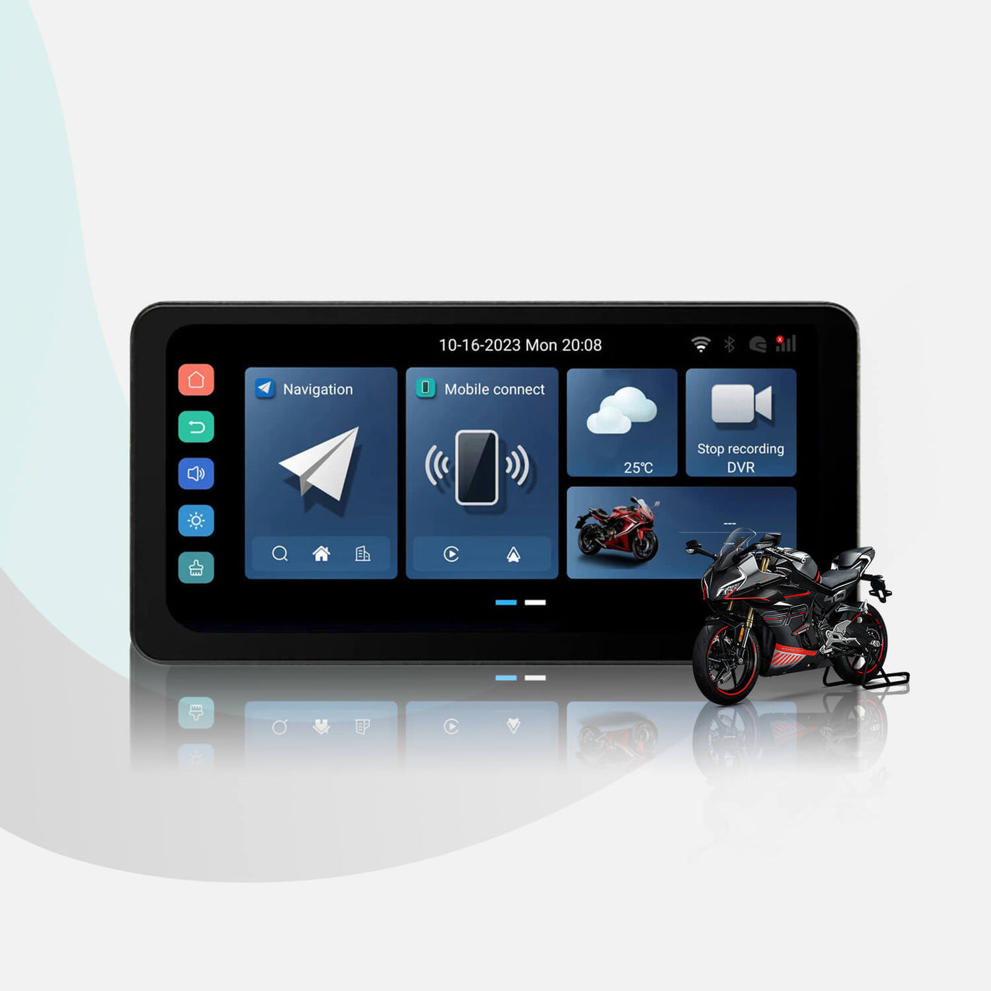 CarPlay Lite C5 Ultra Moto Android 12 Écran GPS avec caméra DVR