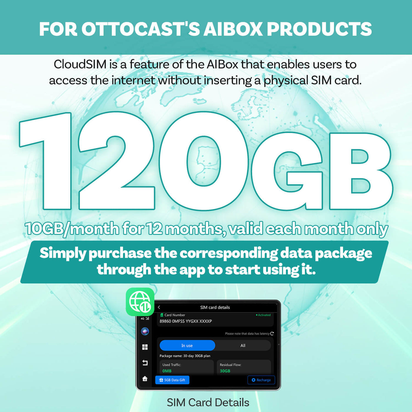 Ottocast CloudSIM - 10 Go/30 Go/60 Go/120 Go