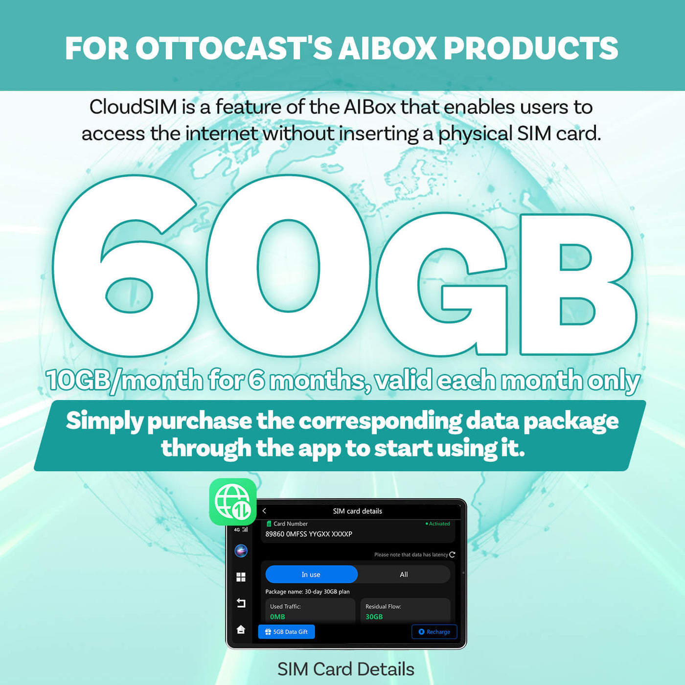 Ottocast CloudSIM - 10 Go/30 Go/60 Go/120 Go